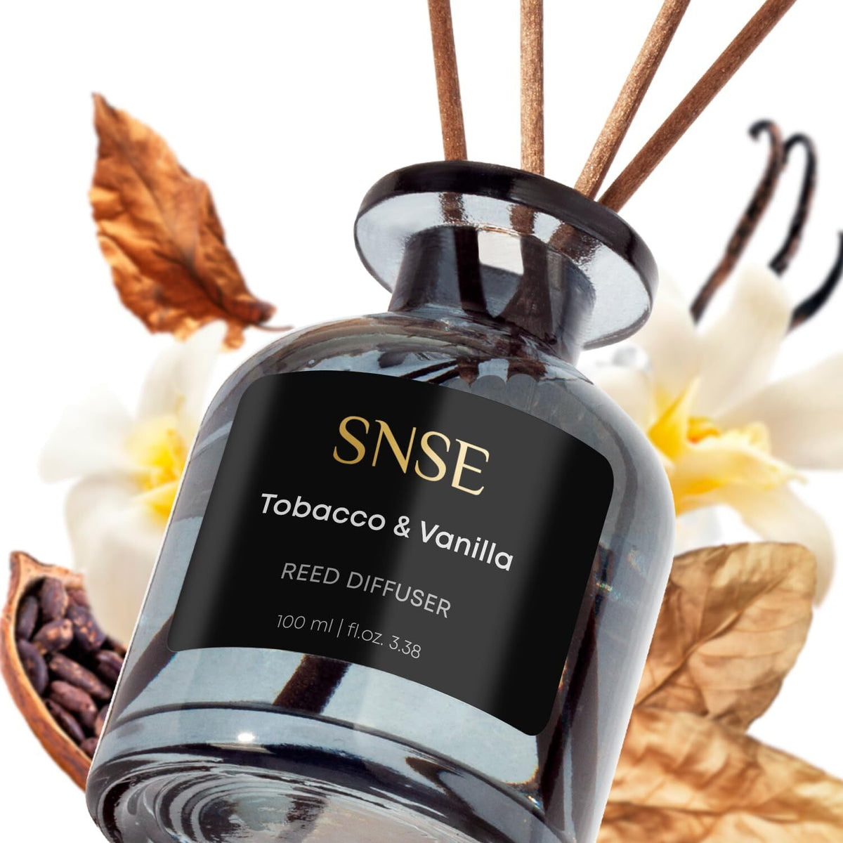 Diffuseur de parfum d'ambiance SNSE Tabac et Vanille 100mL avec 8 bâtonnets