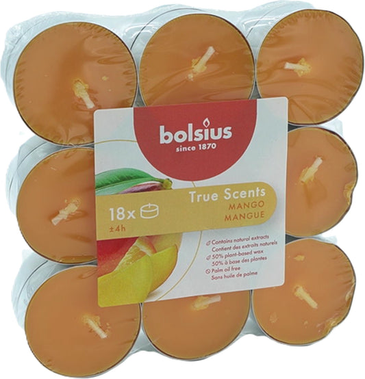 Tealight Candles 18pk. Mango True Scents Bolsius