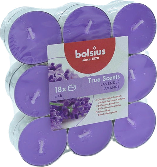 Tealight Candles 18pk. Lavender True Scents Bolsius