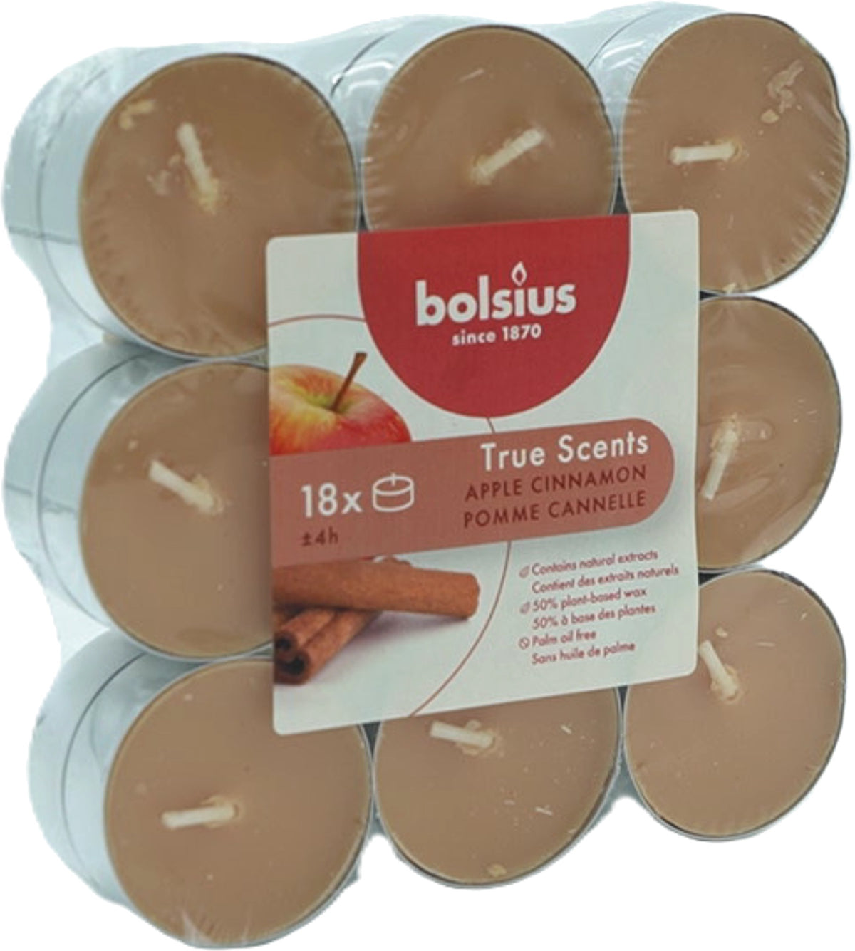 Tealight Candles 18pk. Apple Cinnamon True Scents Bolsius