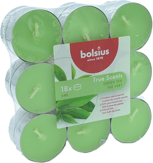Tealight Candles 18pk. Green Tea True Scents Bolsius