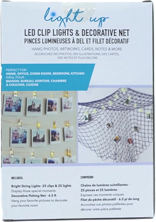 6.5' Decorative Net w/25 Photo Clips & LED String Lights Battery Operated Digipower - Additional View