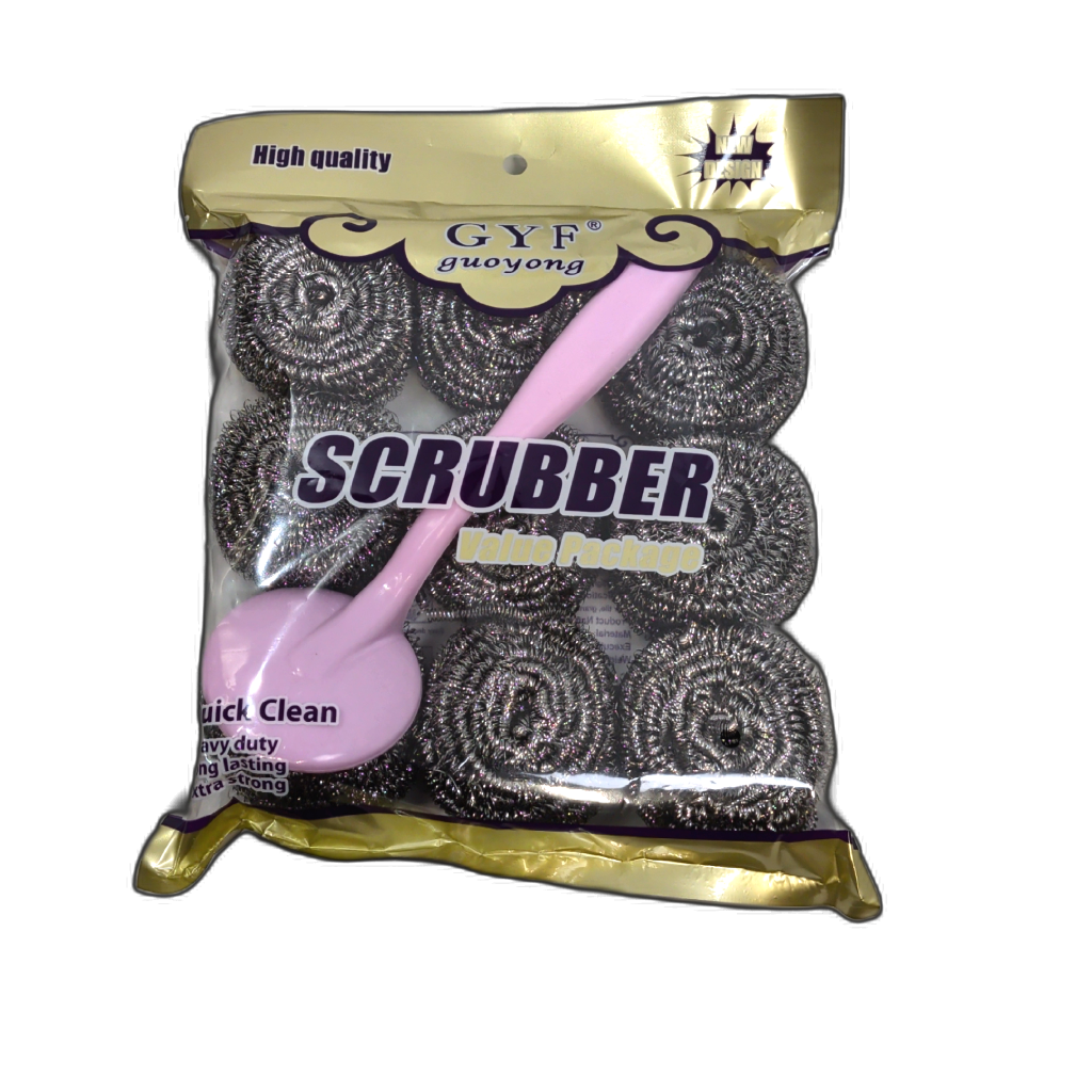 Scrubber Value Pack Handle w/9 Heavy Duty Scrubbers Gyf Guoyong