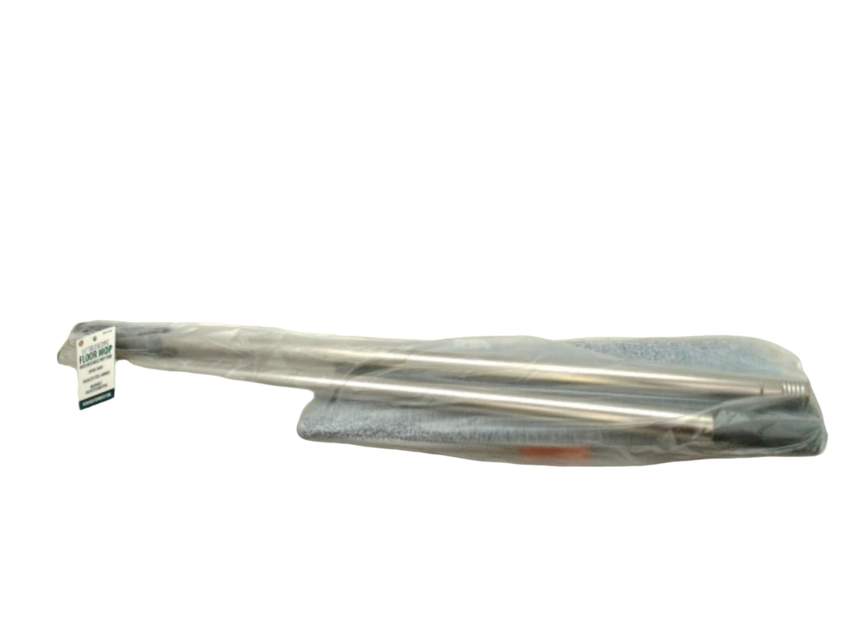 Serpillière télescopique 135 cm avec patin réutilisable, tête pivotante, manche en acier inoxydable