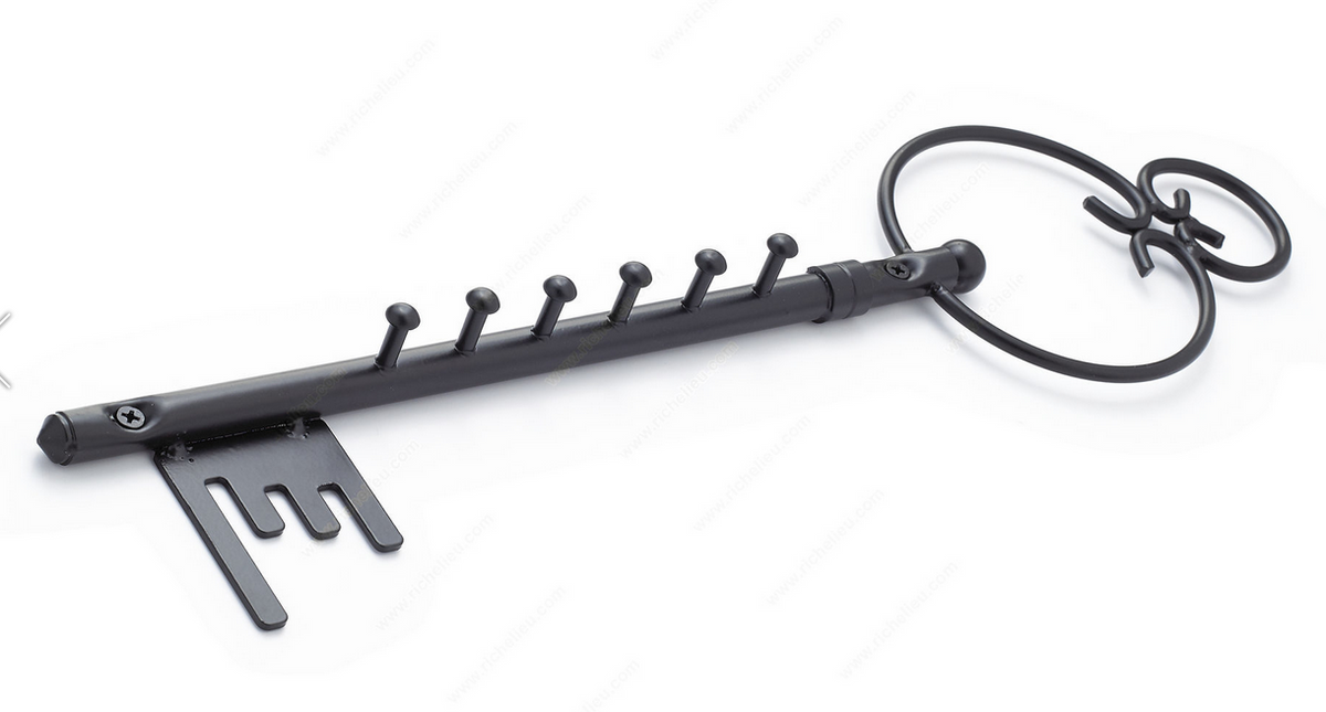 Large Key Hook 17" 6 Hooks Wrought Iron Richelieu
