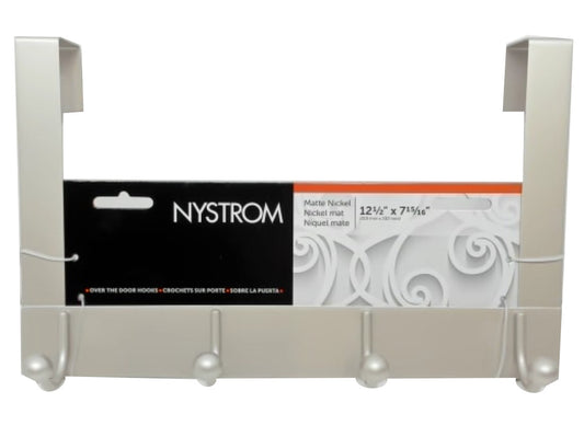 Over The Door 4 Hook Bar Mat Nickel 12.5" x 7-15/16" Nystrom