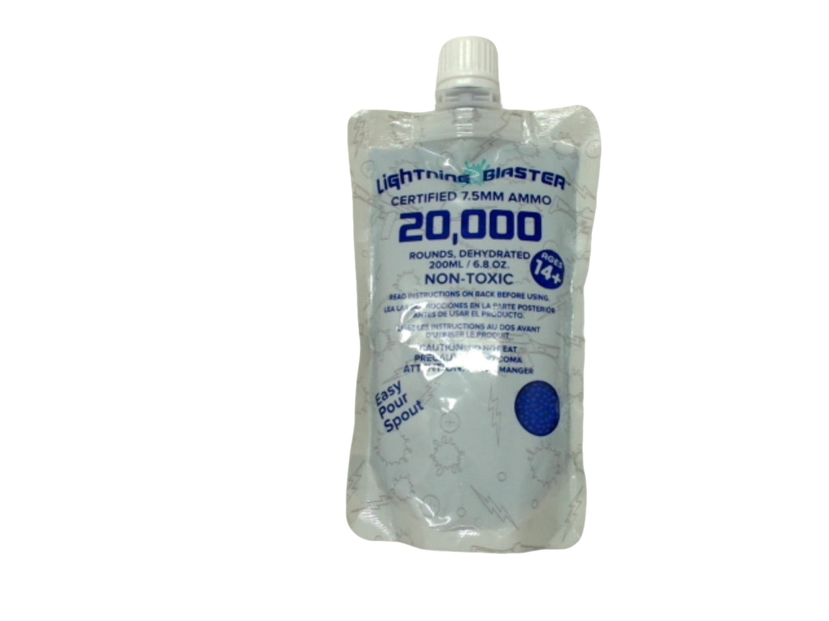 Billes de gel 7,5 mm 20 000 pièces. Blaster éclair non toxique de 200 ml