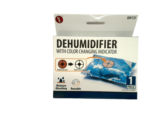 Reusable Dehumidifier w/Color Changing Indicator 4.5oz. Silica Gel Beads