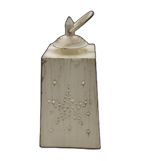 LED Candle Lantern White Plastic 4" x 4" x 8"