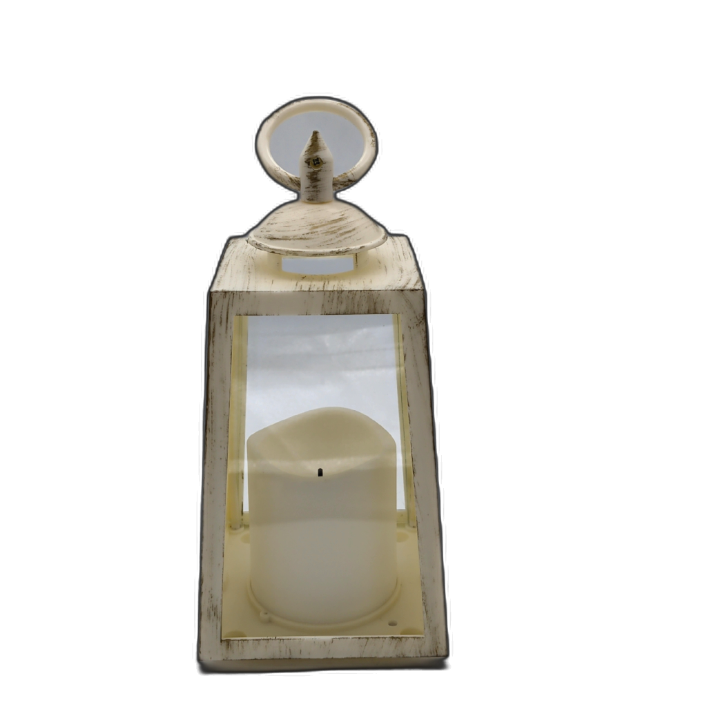 LED Candle Lantern White Plastic 4" x 4" x 8"