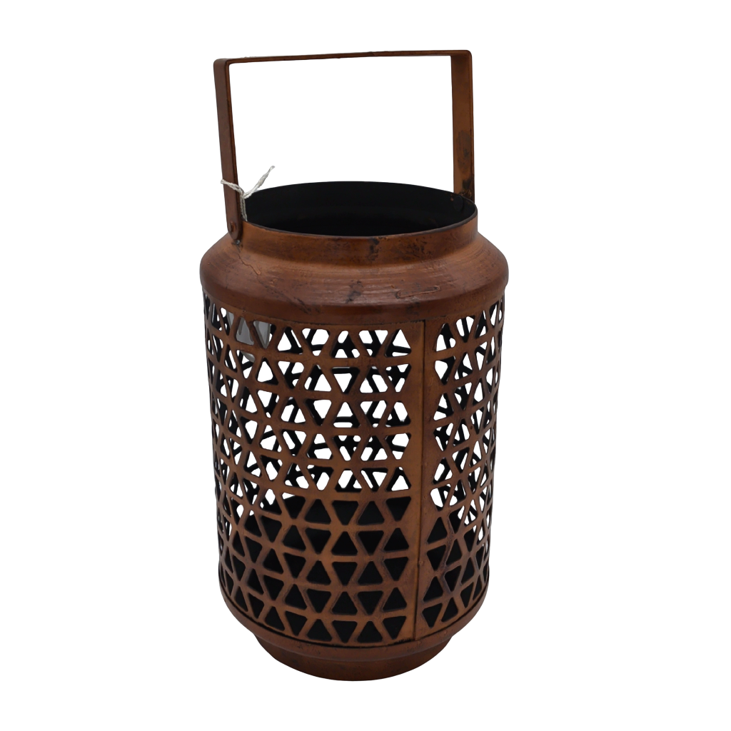 Nomad Lantern 5" x 8" Round Rustic Orange Northern Lights