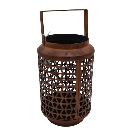 Nomad Lantern 5" x 8" Round Rustic Orange Northern Lights