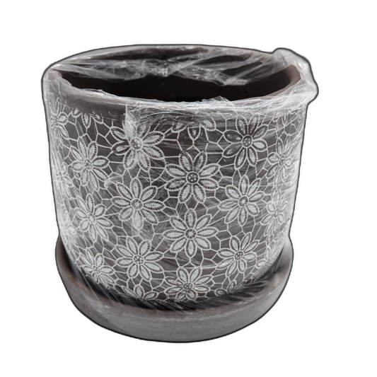 Planter w/Attatched Saucer Lavender 5.5" x 4.5"