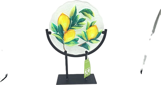 Table Décor Stained Glass On Stand Lemons 8.75" x 12.5" Place & Time