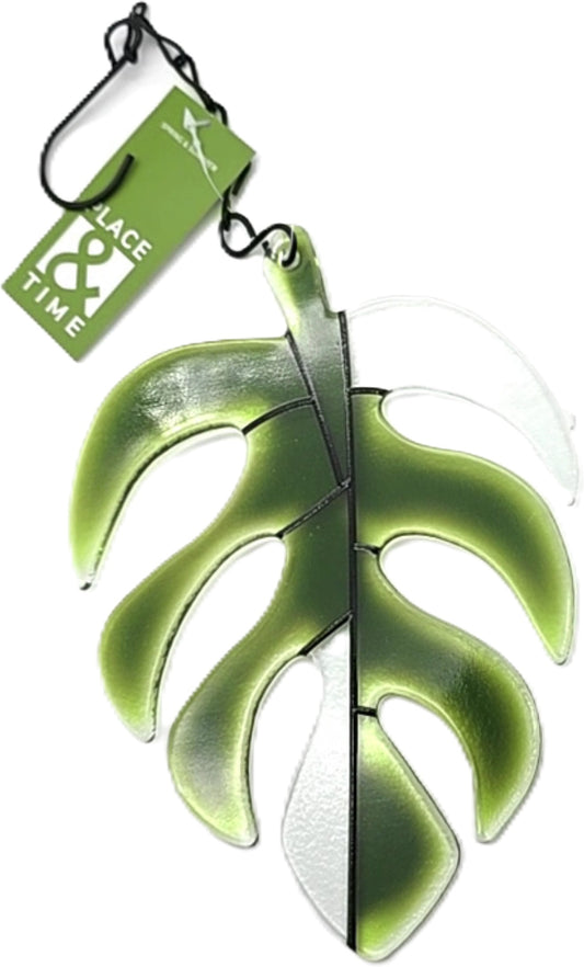 Wall Décor Stained Glass Leaf 5.63" x 7.75" Place & Time