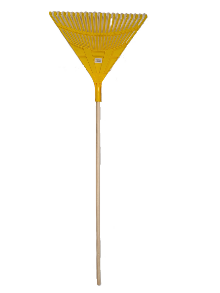 Plastic Fan Rake w/Wood Handle 22T Yellow