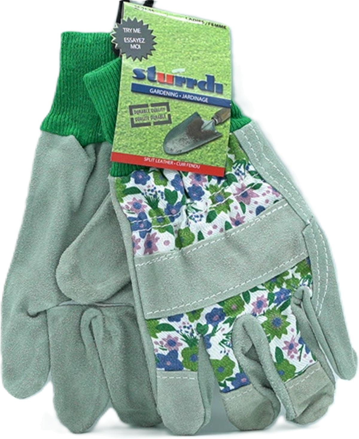 Gants de jardinage pour femmes en croûte de cuir imprimé floral Sturrdi