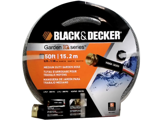Garden Hose 5/8" x 50' Medium Duty Black & Decker (ENDCAP)