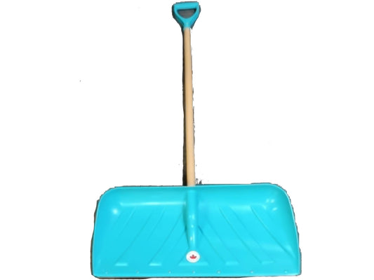 Snow Shovel 26" Pusher Metal Edge w/Wooden Handle Teal