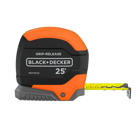Tape Measure 25' Grip Release Black + Decker