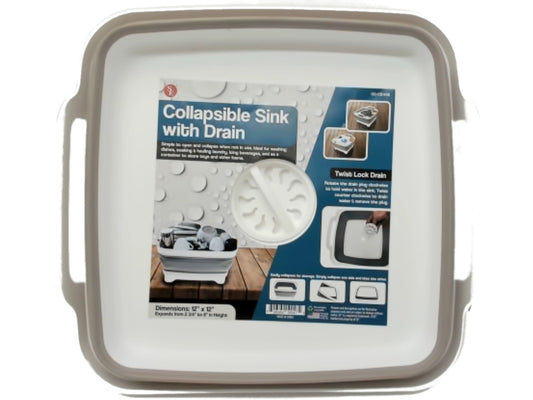 Collapsible Sink With Drain 12" X 12"