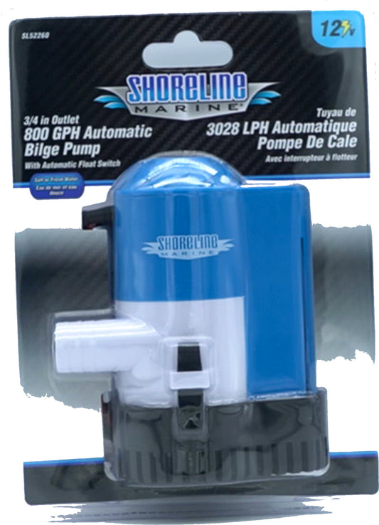 Pompe de cale automatique avec interrupteur à flotteur 3/4" de sortie Shoreline Marine