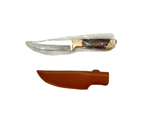 Mini Hunting Knife 3" Clip Point Blade W/ Brown Handle