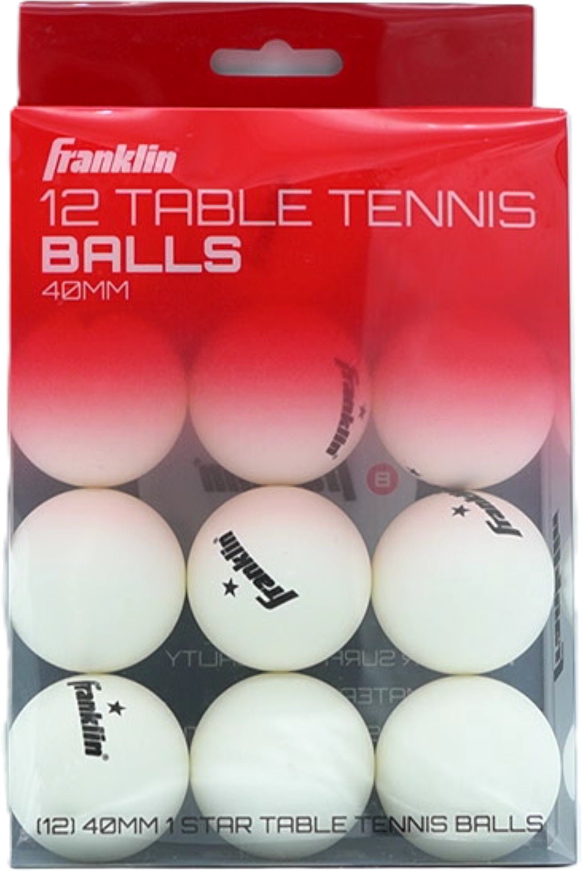 Table Tennis Balls 40mm 12pk. Franklin