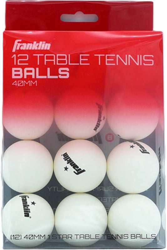 Table Tennis Balls 40mm 12pk. Franklin