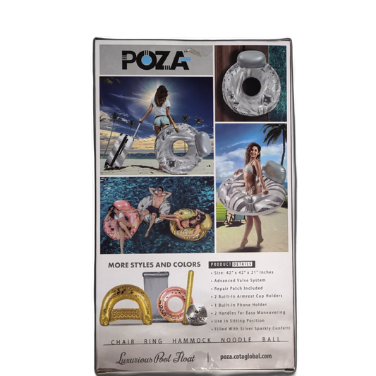 Luxurious Pool Float Silver Confetti 42" x 42" x 21" Poza