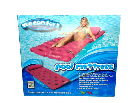 Pool Mattress 88" x 40" Raspberry Pink Sun Comfort