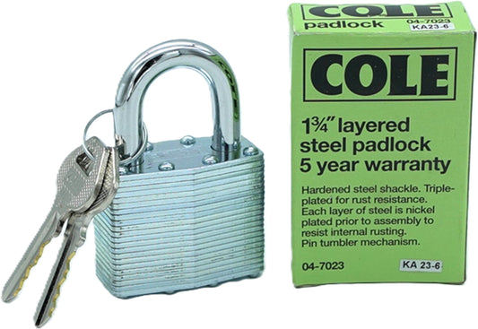 1-3/4" Layered Steel Padlock Keyed Alike Cole