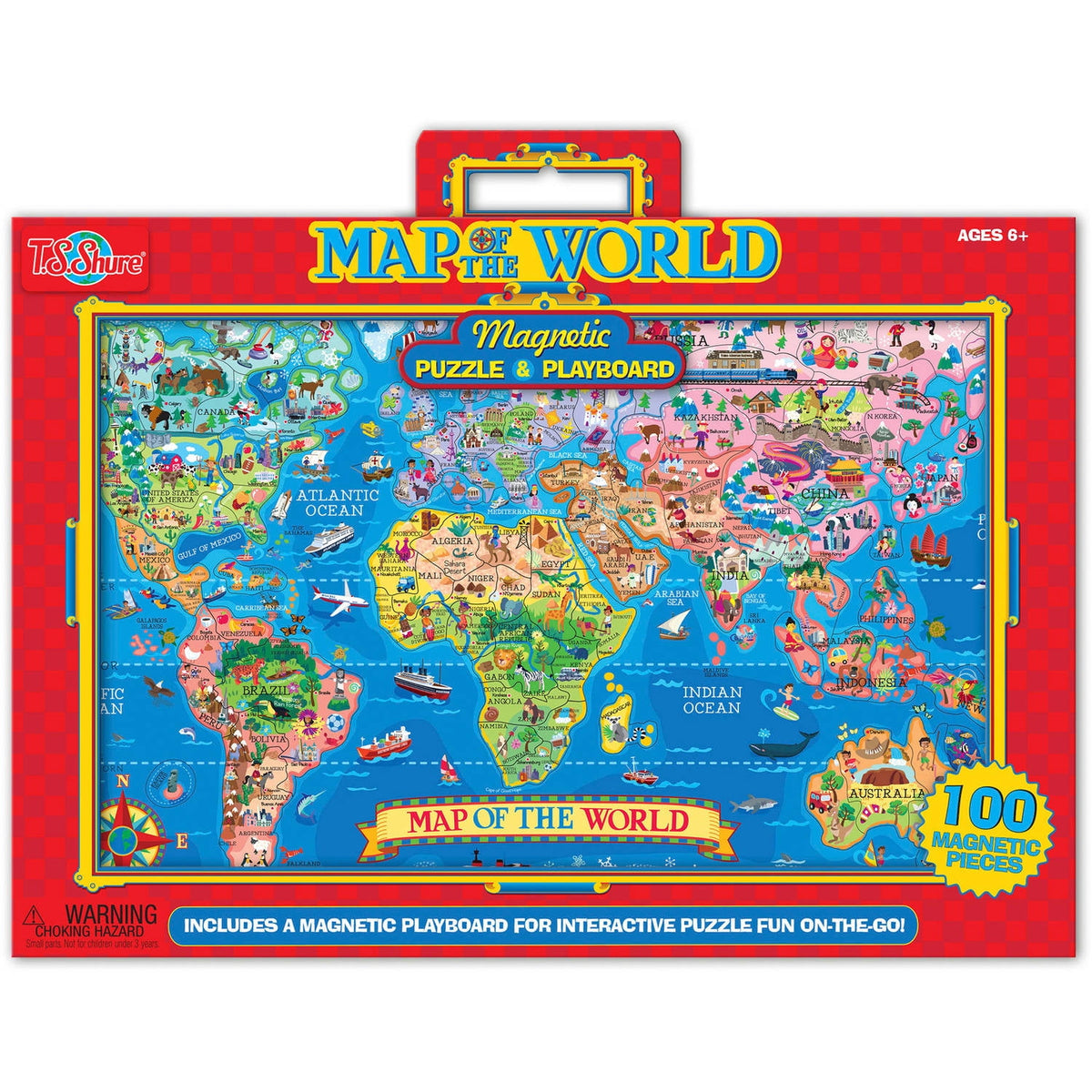 Map Of The World Magnetic Puzzle & Playboard 100pc. - Additional View