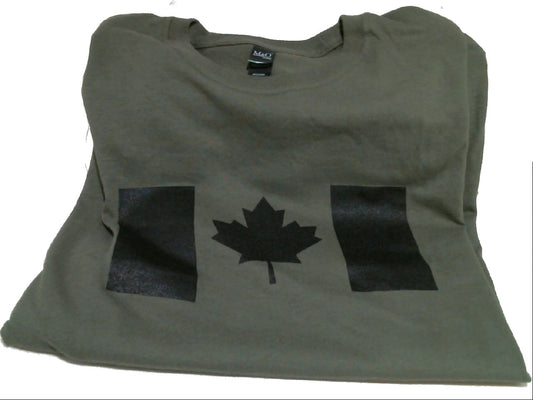 T-Shirt Drapeau Canadien olive terne - XXGrand