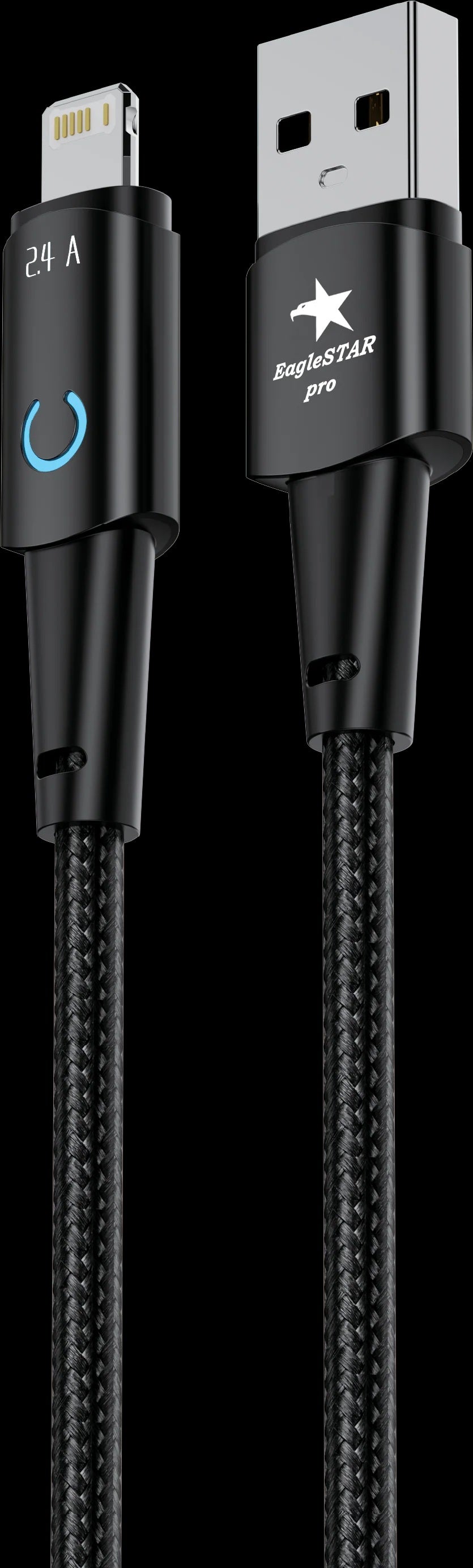 USB C - Lightning 6Ft Black Braided Cable Eaglestar Pro