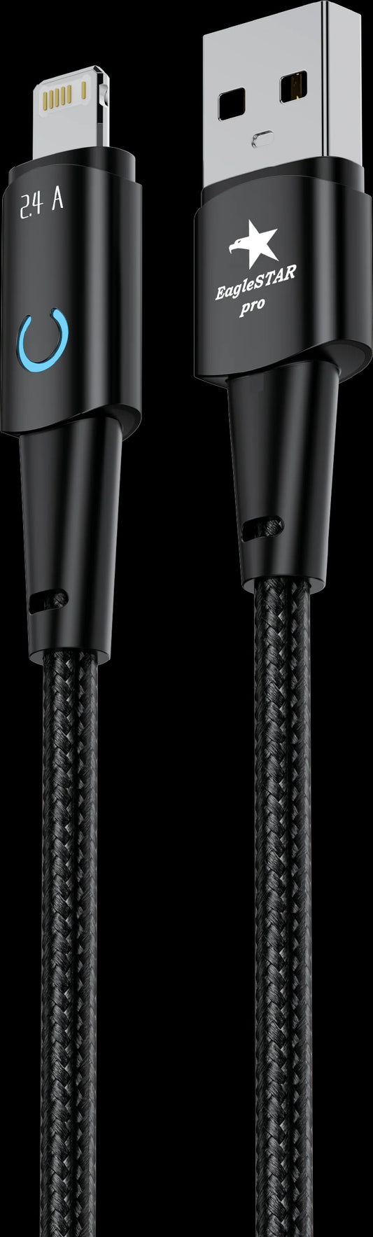 USB A - USB C 1.5Ft Black Braided Cable Eaglestar Pro