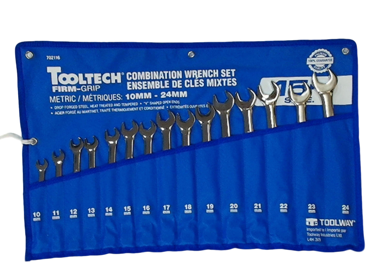 combination wrench set cr-v metric 15 pc