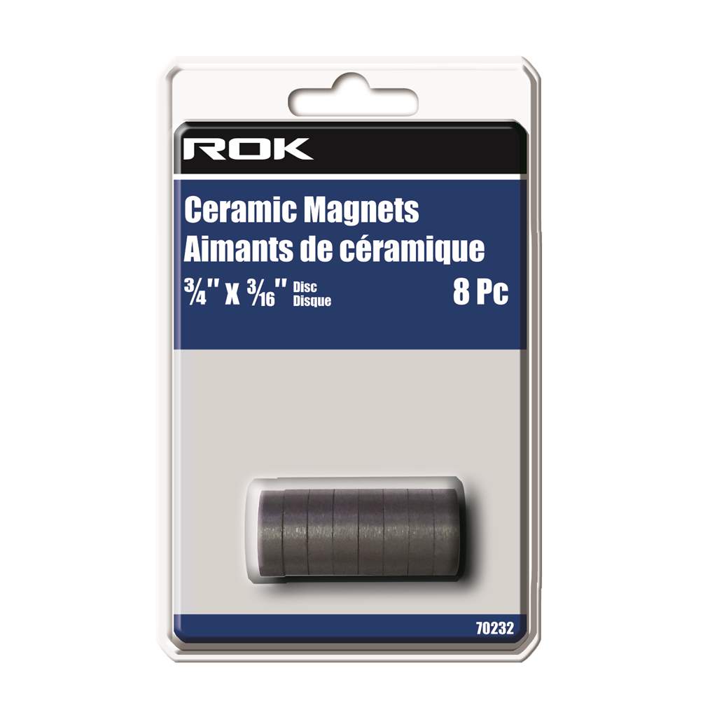 Magnets ceramic 3/4 x 3/16 disc 8 pack