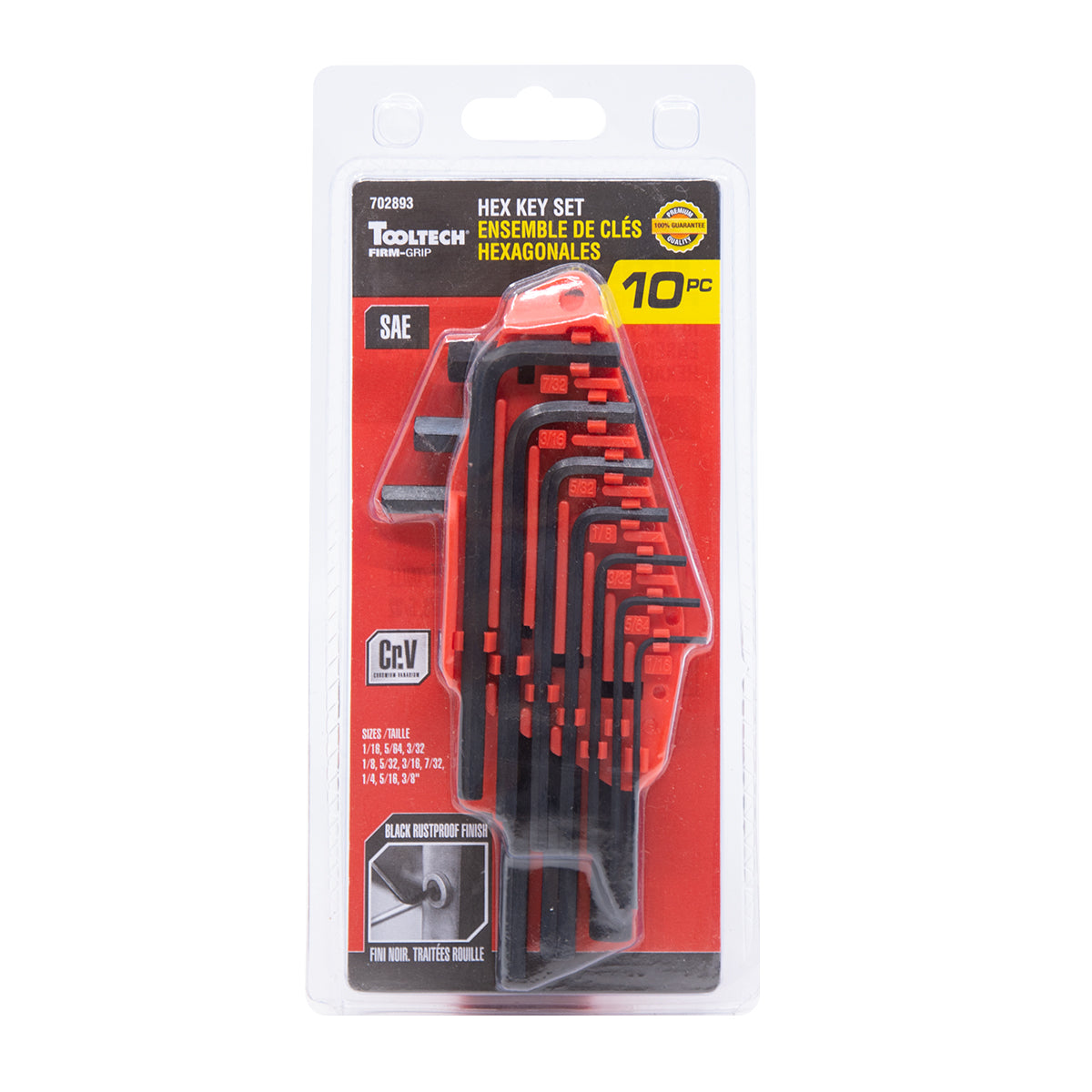 Hex Key Sae Chrome-vanadium 10Pc 