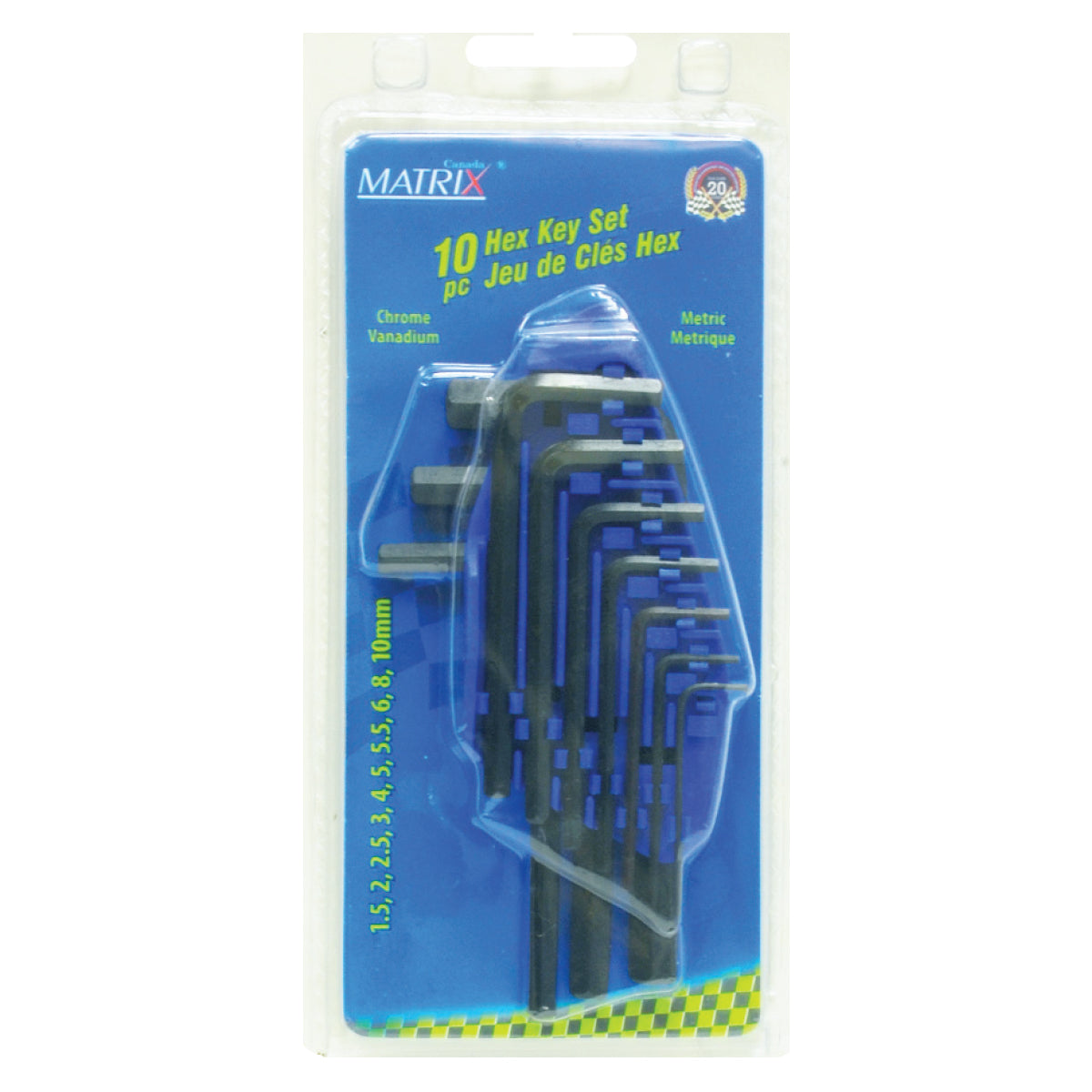 Hex Key Metric Chrome-vanadium 10pc