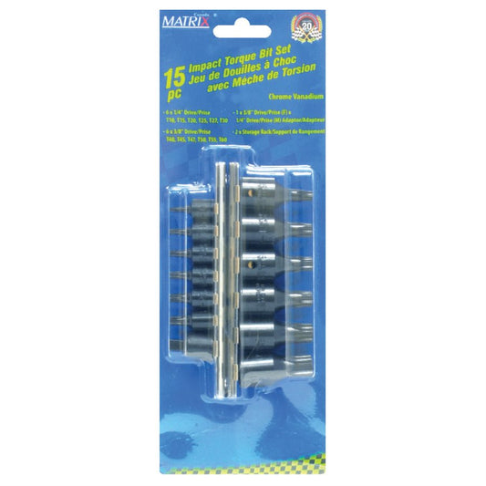 Jeu de douilles Torx pour outils pneumatiques, 15 pièces, 1/4 et 3/8 po
