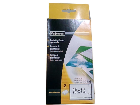 Laminating Pouch Luggage Tag w/Loop 2.5"x4.5" 25 Sheets Fellowes