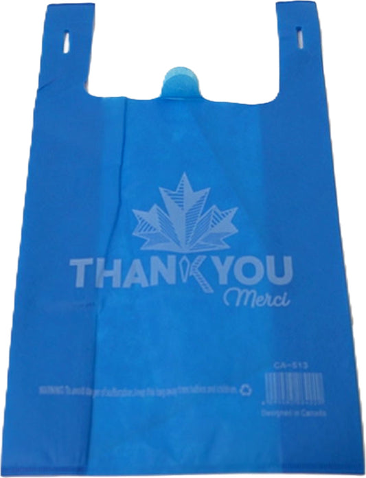 Sac de courses réutilisable bleu « Merci Thank You »