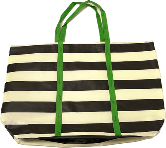 Reusable Shopping Bag Large Black & White Striped Kate Spade