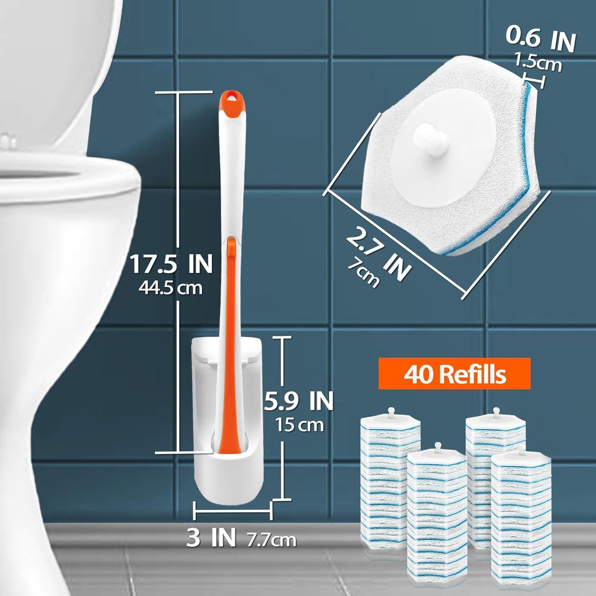Disposable Toilet Brush w/40 Refills & Storage Caddy Jehonn - Additional View