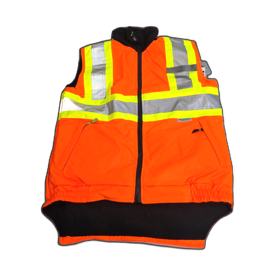 Orange Safety Vest W/ Liner Size 2XL Reflective 3M