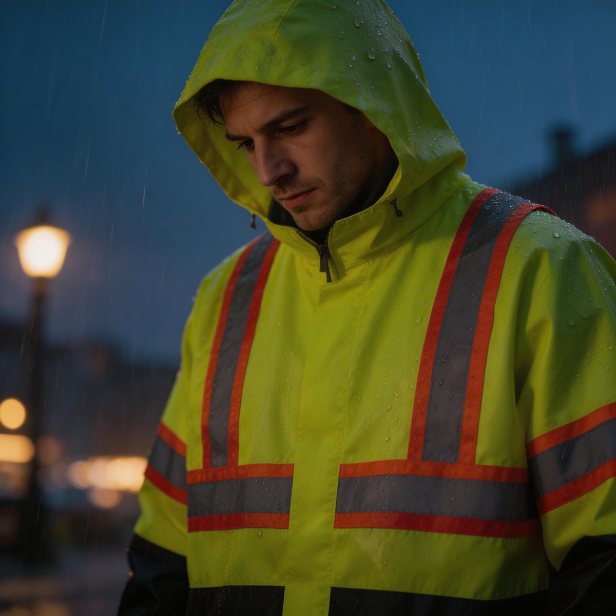 Hi-Vis Safety Rain Coat XL Sturrdi - Additional View