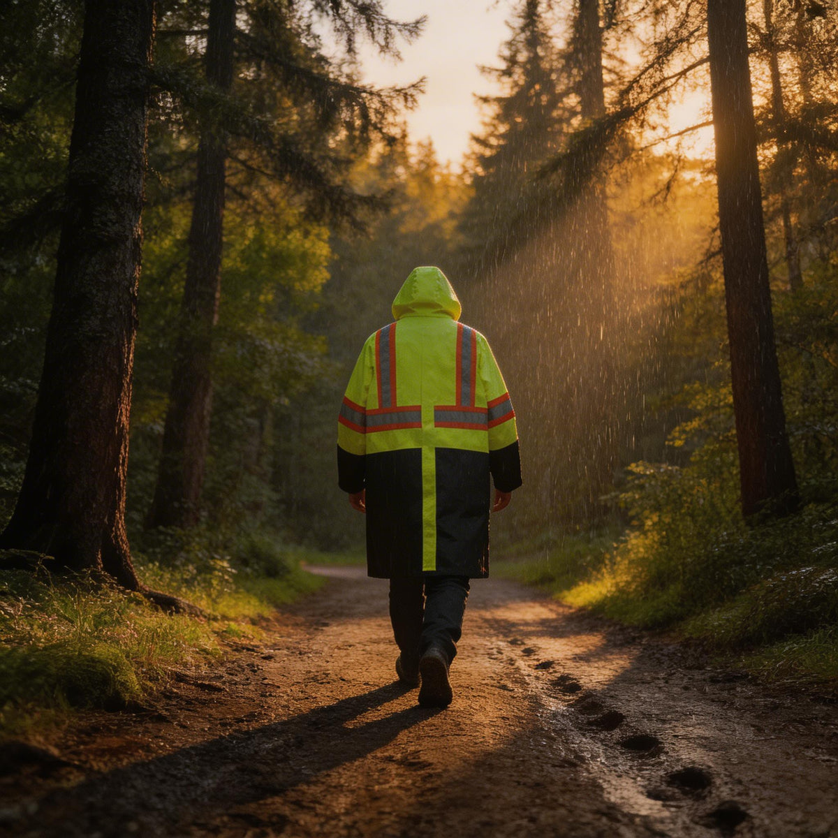 Hi-Vis Safety Rain Coat XL Sturrdi - Additional View