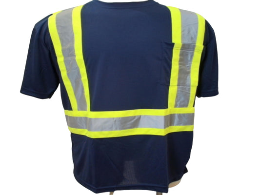 High Viz Safety T-Shirt Navy Blue Medium