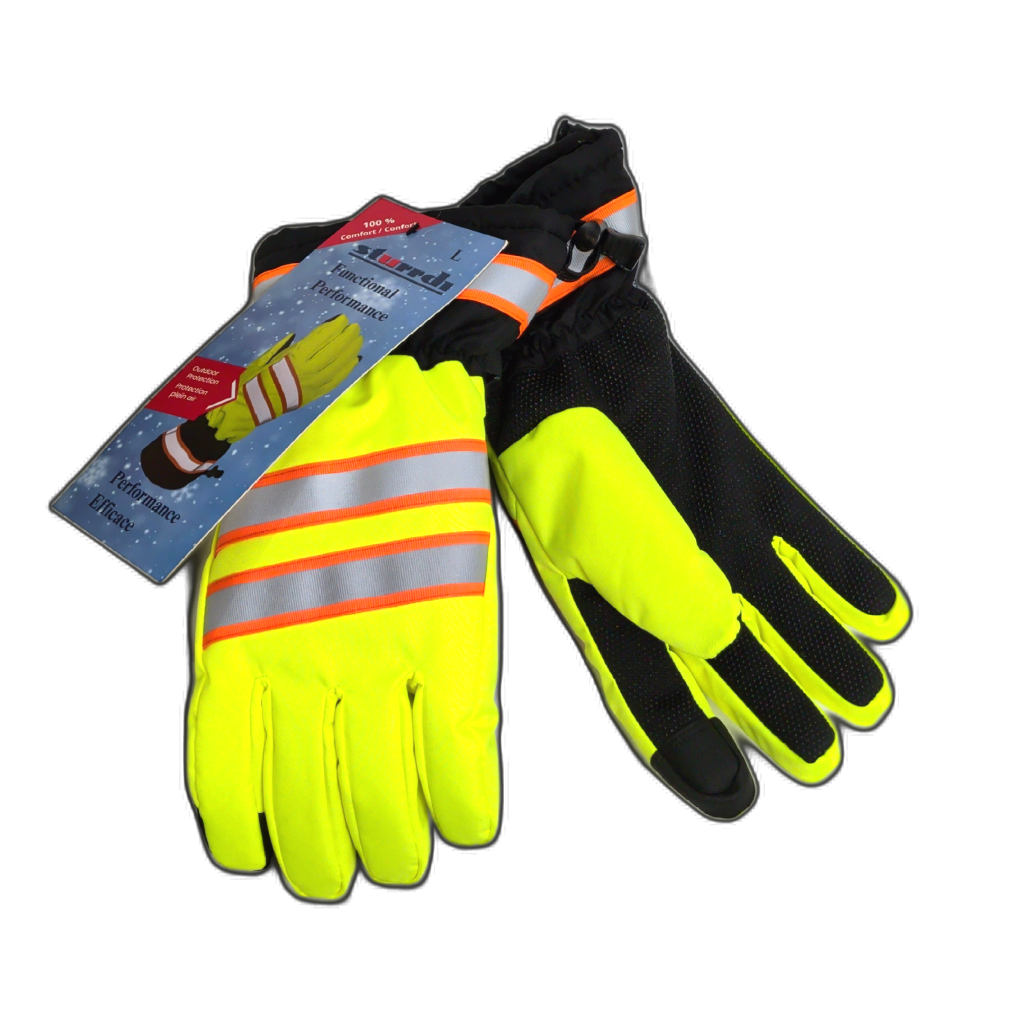 Hi Viz Yellow Insulated Work Gloves Large W/dotted Palms Sturrdi